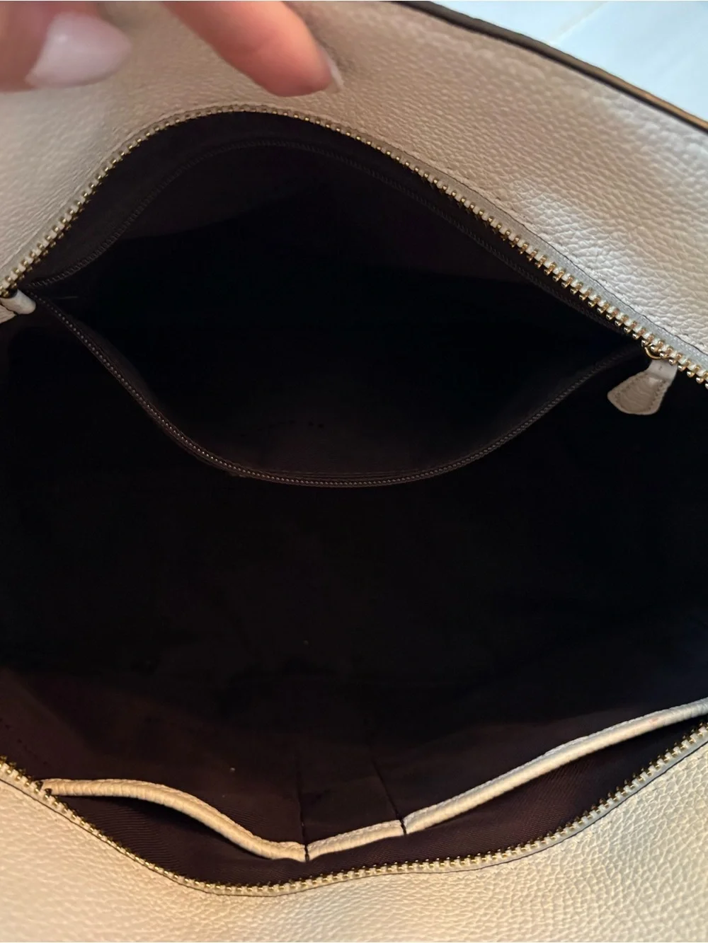 Coach Polished Pebbled Leather Turnlock Chain Tote 27 | Creamy White